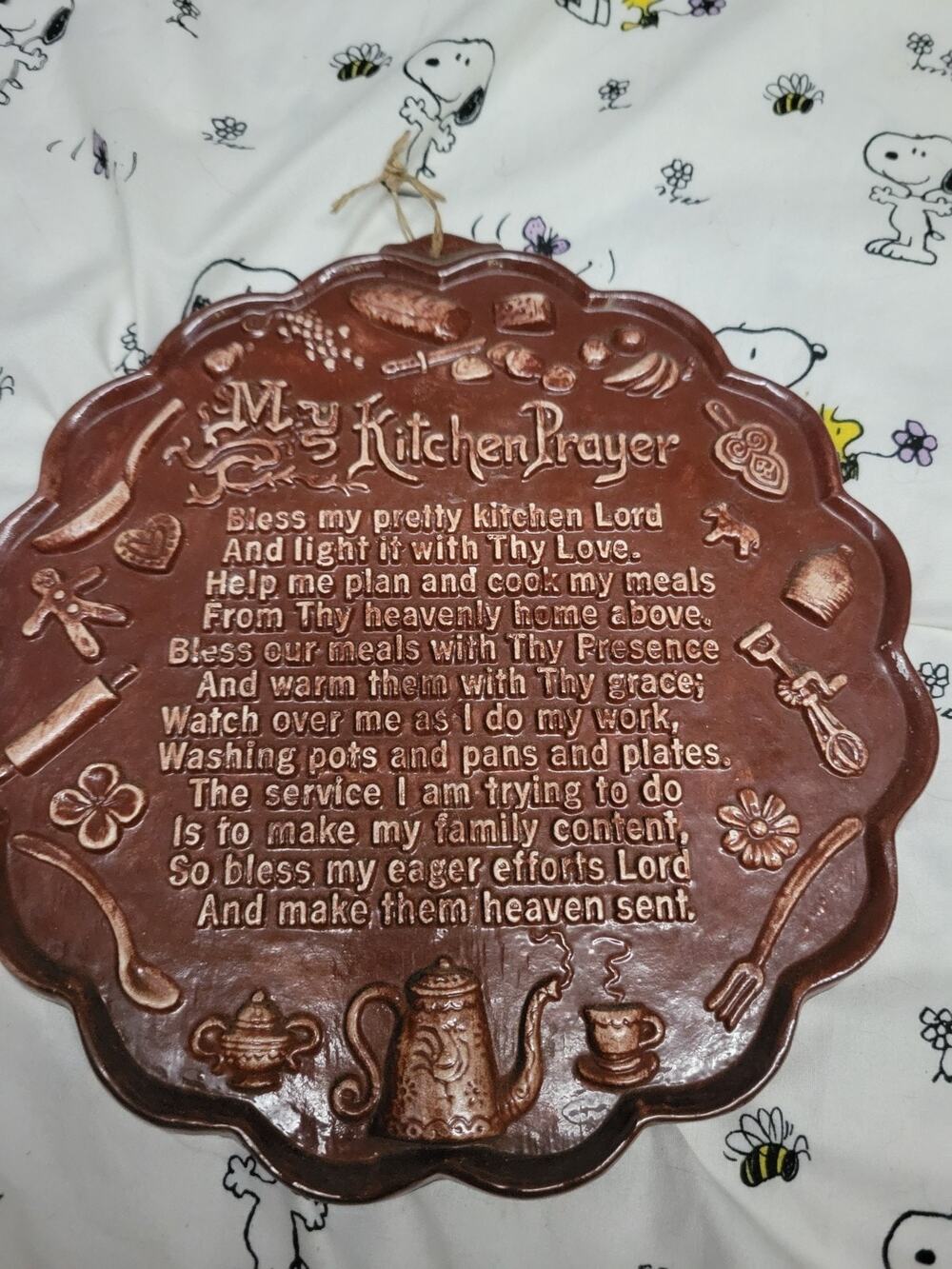 Vintage 1960s “My Kitchen Prayer” 3D Embossed Wall Plaque-Multi Products Inc USA
